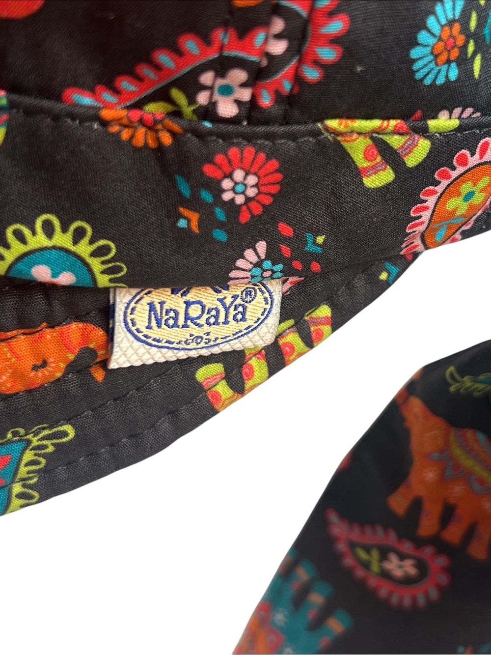 NaRaYa Lady’s Elephant Paisley Print Sun Hat - Black Multicolor Gardening Summer - Picture 5 of 8